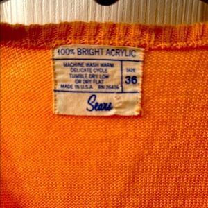 Sears Vintage 70s Retro Vibrant Orange Knit Sweater fits like a size S-M